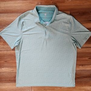 Hickey Freeman Golf Polo Shirt Mens XL Aqua Green Floral Performance